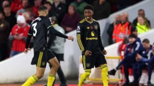 Amad Diallo celebrating goal for Manchester United