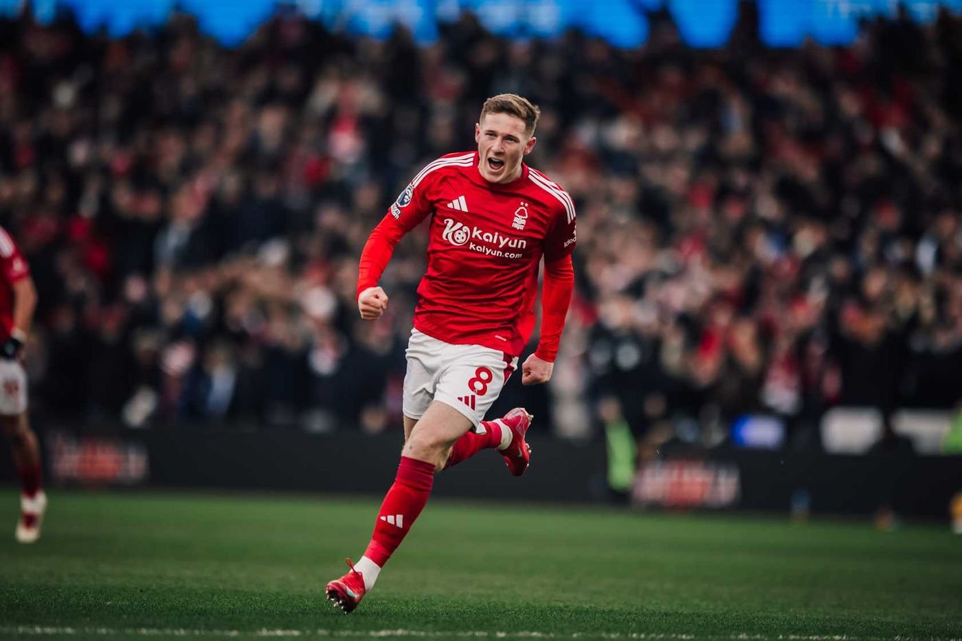 Elliot Anderson celebrating goal for Nottingham Forest