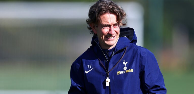Head Coach of Tottenham Hotspur Thomas Frank supervising a training session