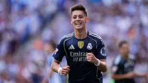 Real Madrid player Arda Guler celebrating a goal