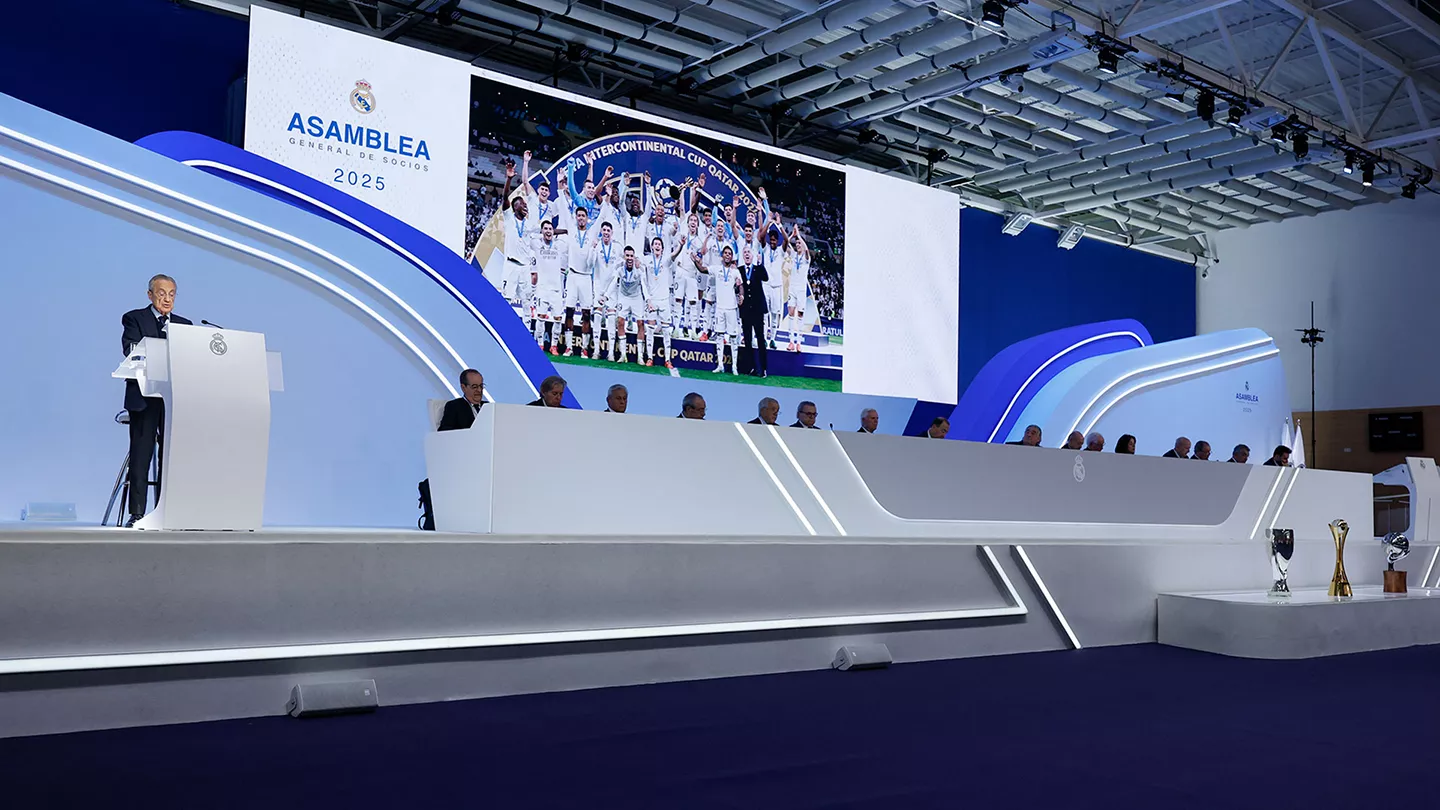 Florentino Perez giving address at Real Madrid's General Assembly of Delegate Members