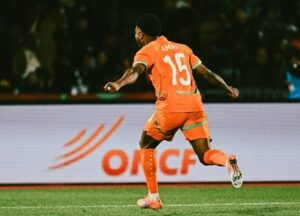 Amad Diallo celebrating after goal for Ivory Coast