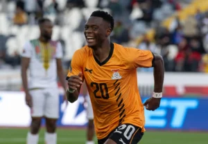 Patson Daka in action for Zambia