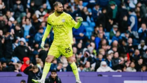 Gianluigi Donnarumma in action for Manchester City