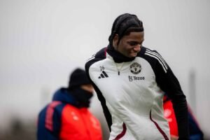 Manchester United defender Ayden Heaven in training