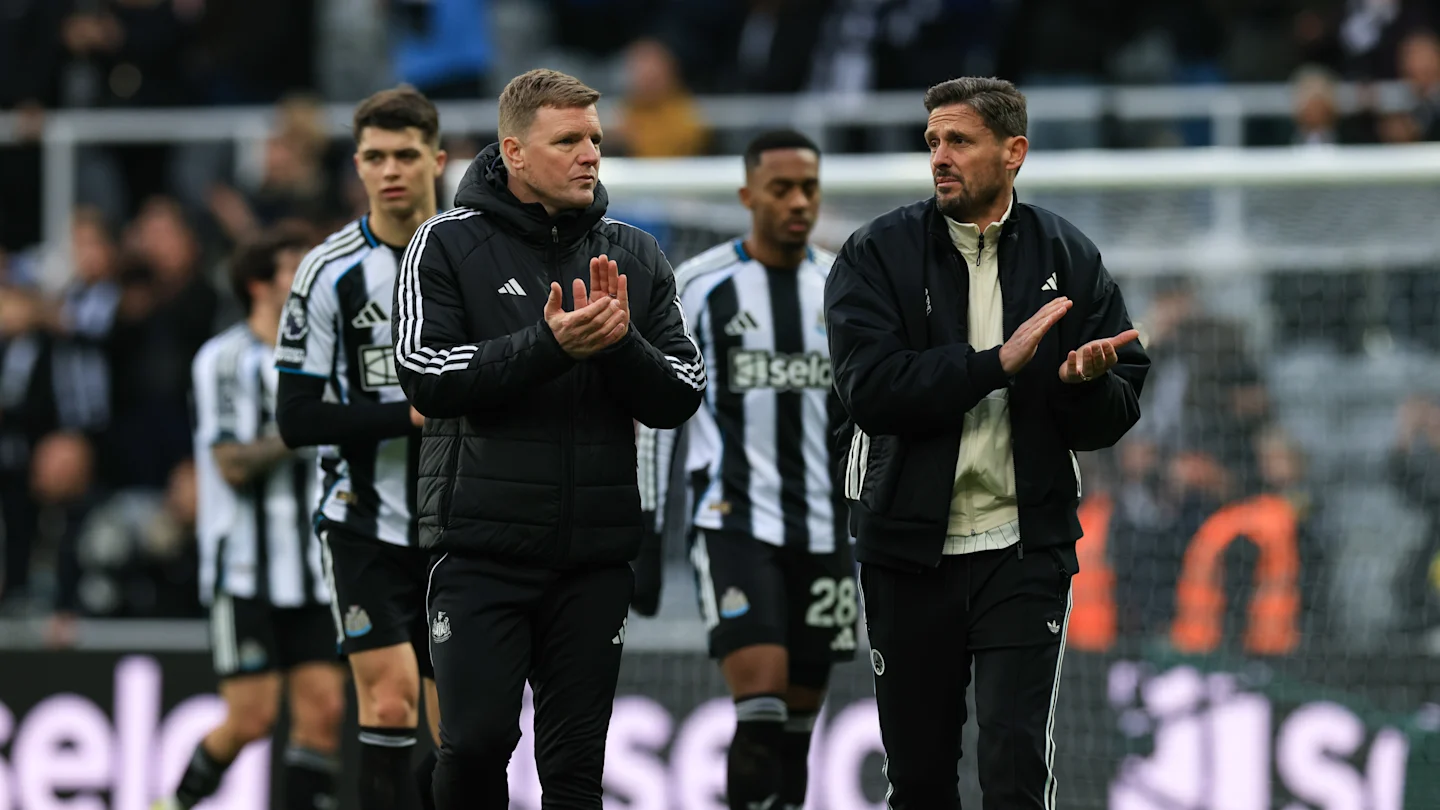Newcastle Boss Eddie Howe (left) with assistant manager Jason Tindall after game against Chelsea.
