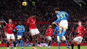 Ladislav Krejci scoring for Wolves against Manchester United