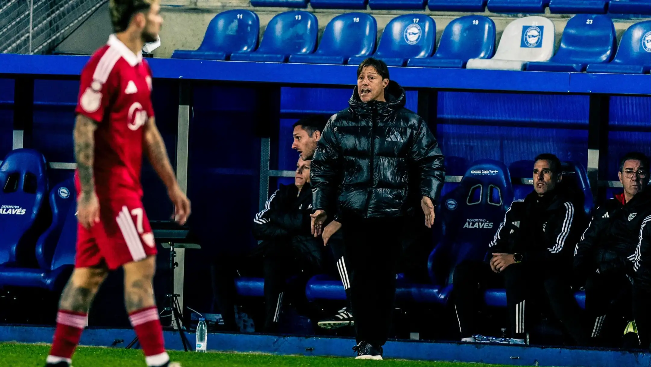 Sevilla boss urging his players on from the touchline