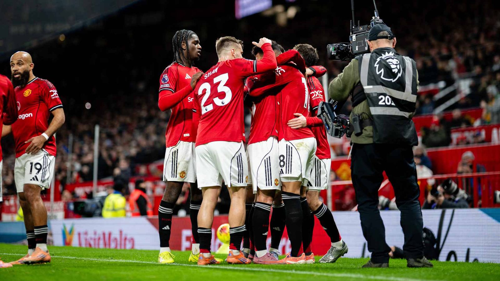 Manchester United players celebrating after scoring against Bournemouth