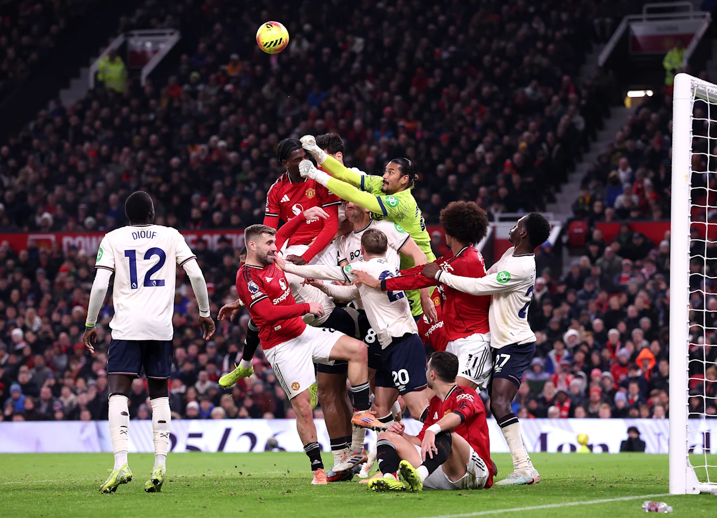 Manchester United and West Ham players vying for the ball