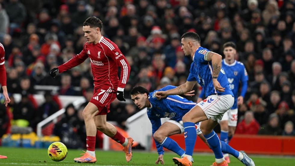 Florian Wirtz in action for Liverpool against Sunderland