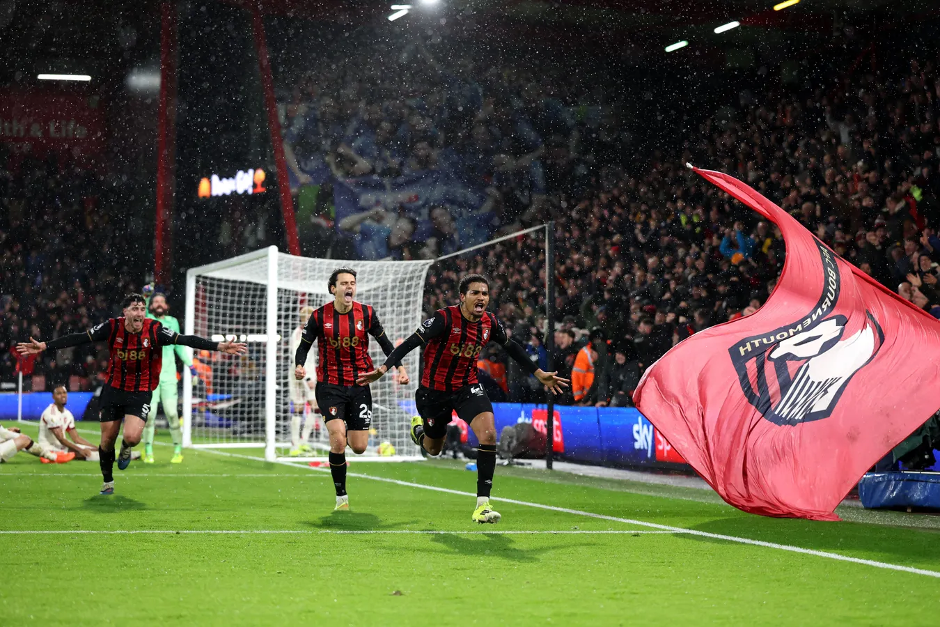 Bournemouth's Amine Adli celebrating goal against Liverpool