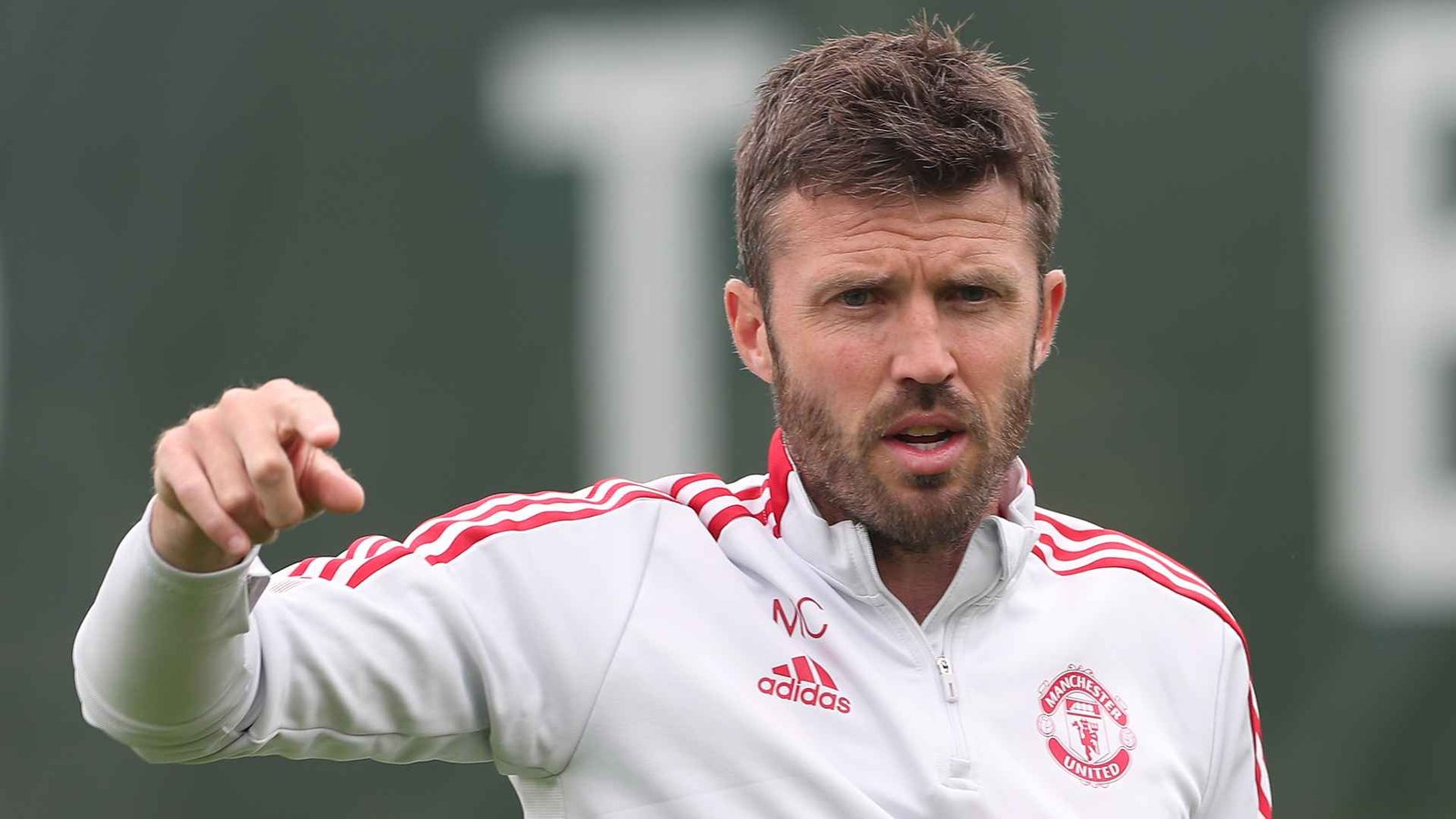 Michael Carrick in a training kit at Manchester United's training ground at Carrington