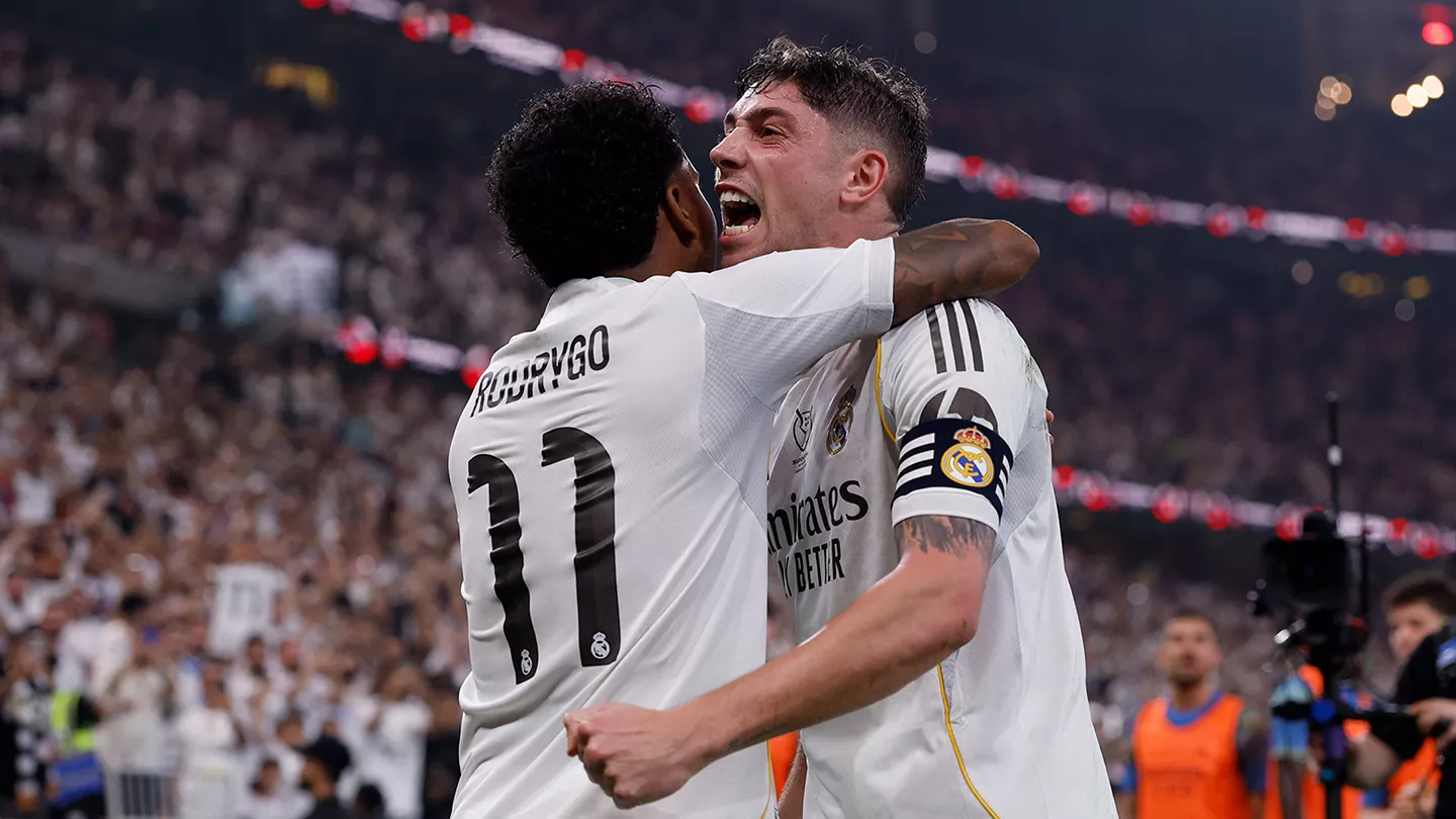 Federico Valverde and Rodrygo celebrating Real Madrid goal