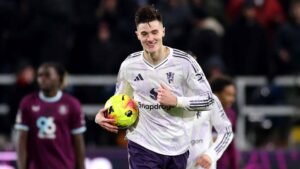 Benjamin Sesko celebrating goal for Manchester United