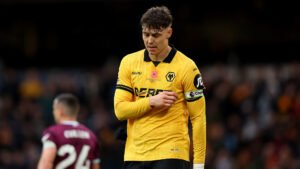 Jorgen Strand Larsen in action for Wolves