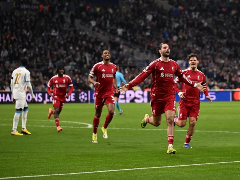 Dominik Sozoboszlai celebrating goal for Liverpool