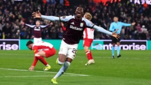 Jamaldeen Jimoh celebrating goal for Aston Villa