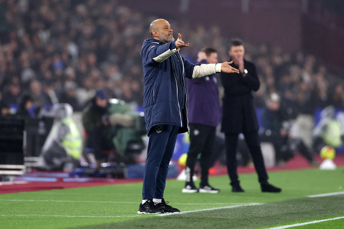 Nuno Espirito Santo watching from the sidelines during West Ham game against Manchester United