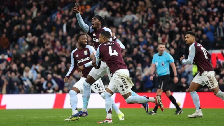 Tammy Abraham celebrating goal for Aston Villa