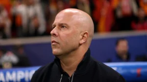 Liverpool coach Arne Slot at Galatasaray's stadium