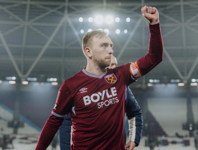 Jarrod Bowen acknowledging West Ham fans after a Premier League match
