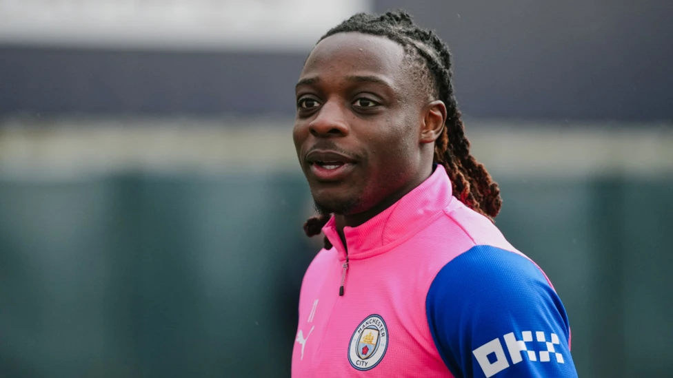 Manchester City winger Jeremy Doku during training