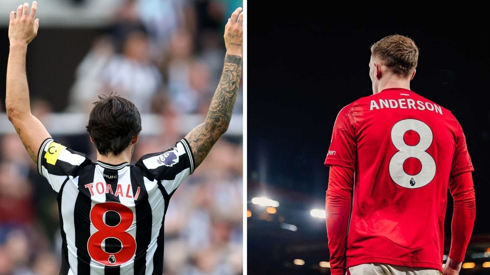 Fulltime Herald Collage of Sandro Tonali and Elliot Anderson