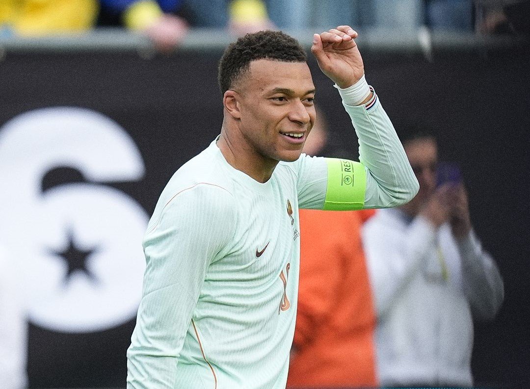 Kylian Mbappe in action for France