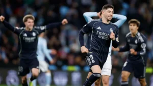 Real Madrid Keep Title Hopes Alive After Valverde’s Deflected Strike Beats Celta
