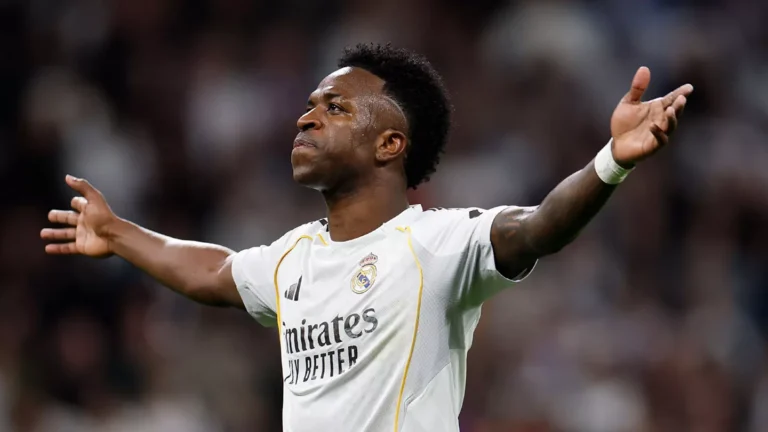 Vinicius celebrating after scoring for Real Madrid