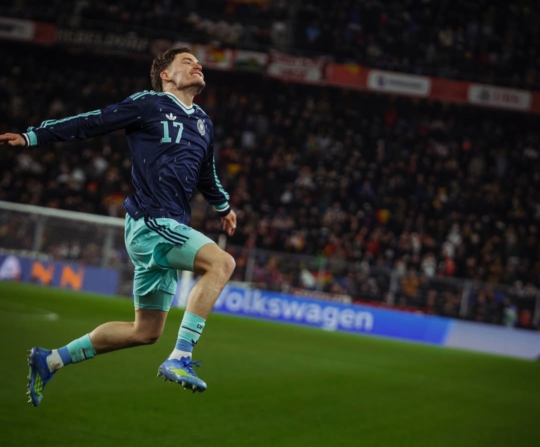 Florian Wirtz celebrating after scoring for Germany