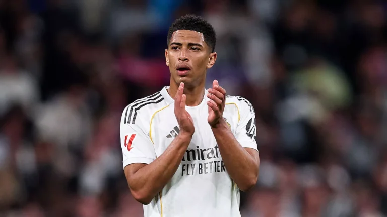 Jude Bellingham applauding Real Madrid fans after a game