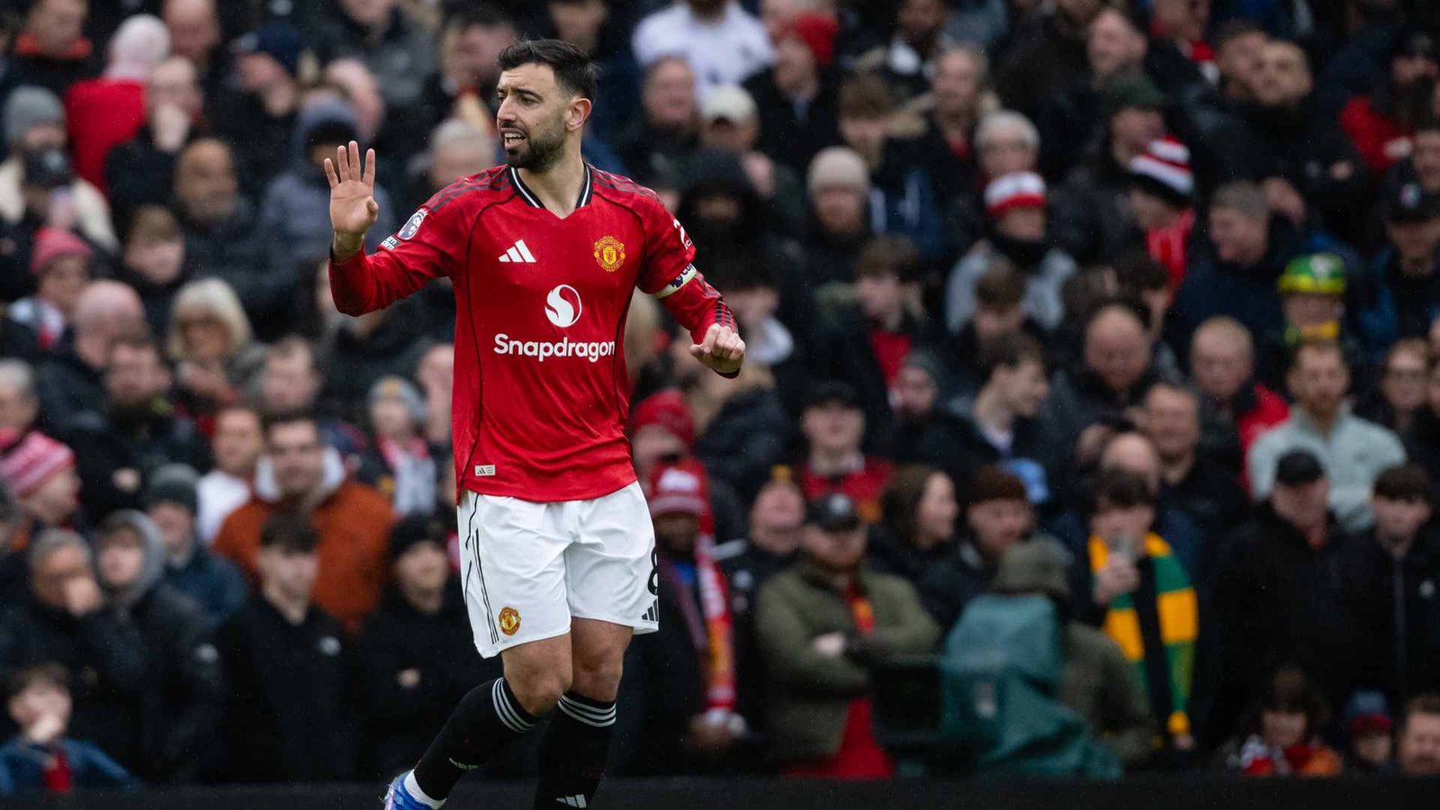Manchester United captain Bruno Fernandes in action at Old Trafford