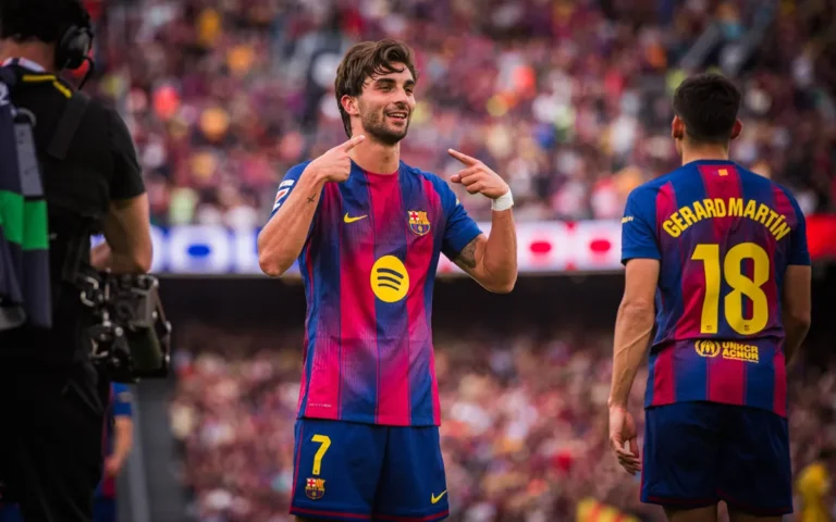 Ferran Torres celebrating goal for Barcelona