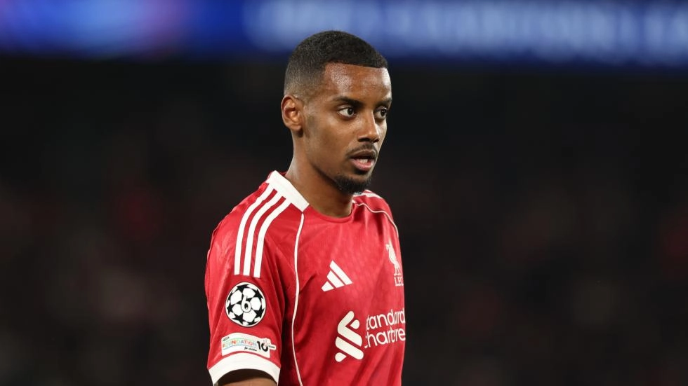 Liverpool forward Alexander Isak in action at Anfield
