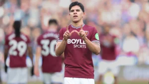 Matheus Fernandes celebrating goal for West Ham
