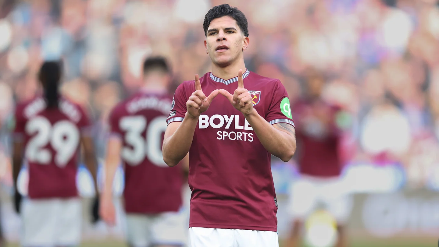 Matheus Fernandes celebrating goal for West Ham