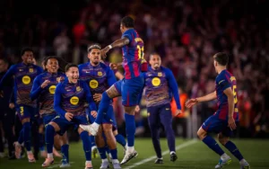 Marcus Rashfod celebrating goal for Barcelona