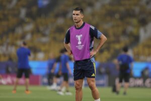 Cristiano Ronaldo during warm up before AFC Champions League Two final