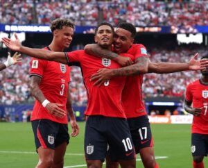 Jude Bellingham celebrating after goal for England against Panama