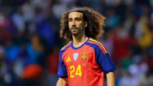 New Real Madrid signing Marc Cucurella in action for Spain at the World Cup