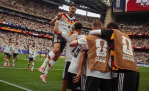 Germany players celebrating World Cup win over Curaçao