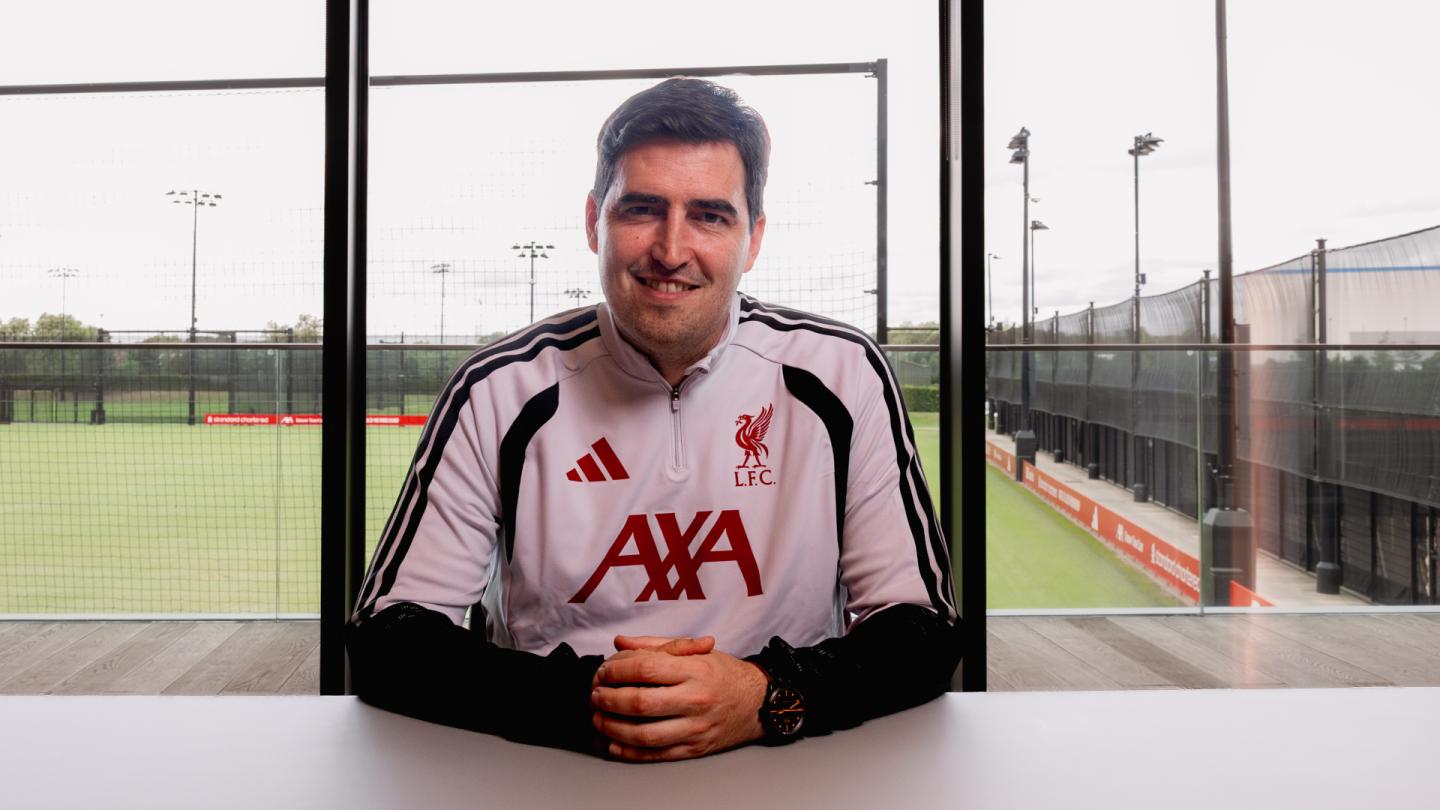 Andoni Iraola posing in Liverpool shirt after club announce appointment