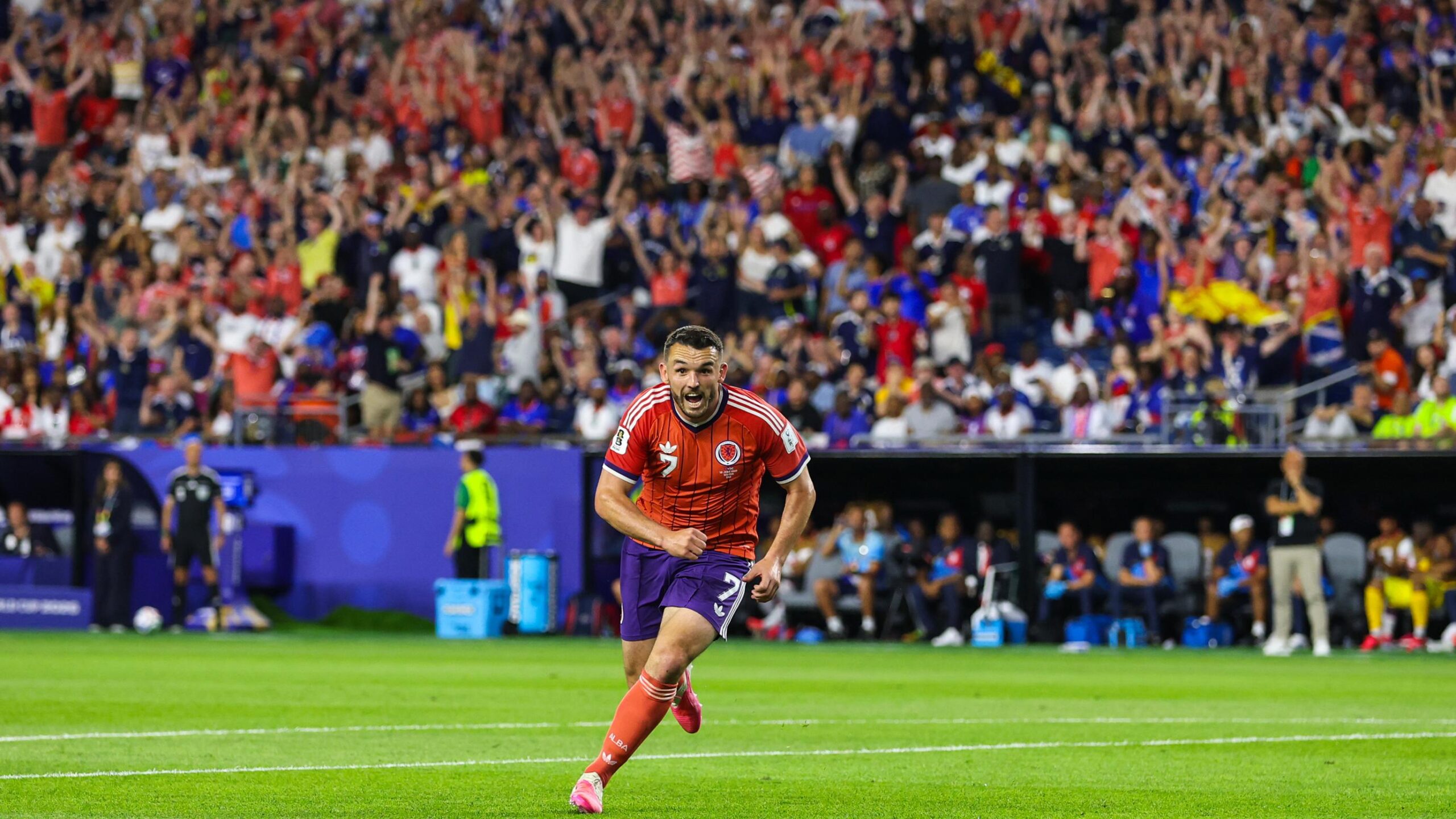 Scotland player John McGinn celebrating goal against Haiti