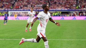 Marcus Rashford celebrating goal for England