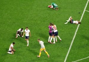 England players celebrating after the final whistle
