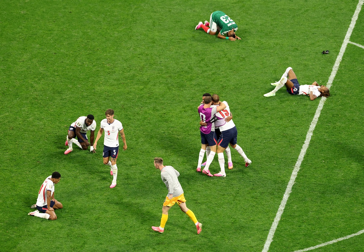 England players celebrating after the final whistle