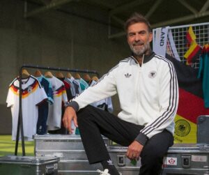 Jurgen Klopp posing after appointment as Germany coach