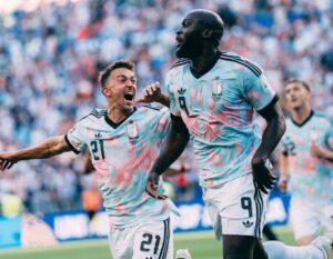 Romelu Lukaku celebrating goal fo Belgium against USA